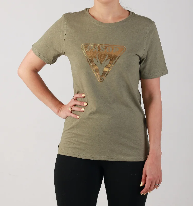 Women's Blouse with Keyhole Neck"PASOP" - TEE - ARMY