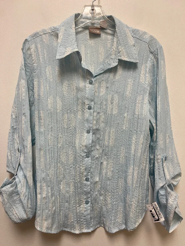 Women's Blouse for Special OccasionsBlouse Long Sleeve By Chicos In Blue & White, Size: M