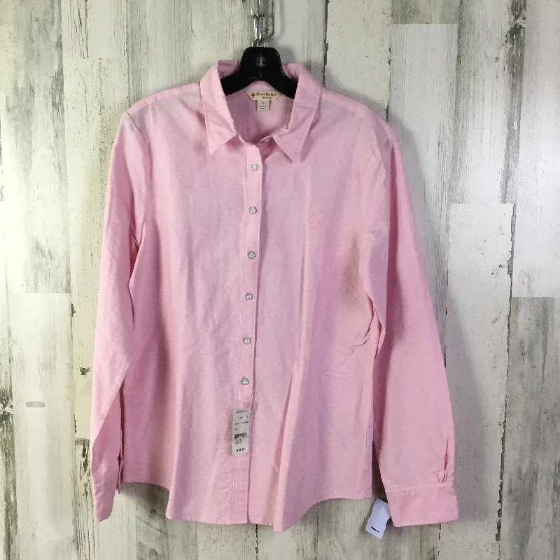 Women's Blouse with Boat CollarBlouse Long Sleeve By Brooks Brothers In Pink, Size: L