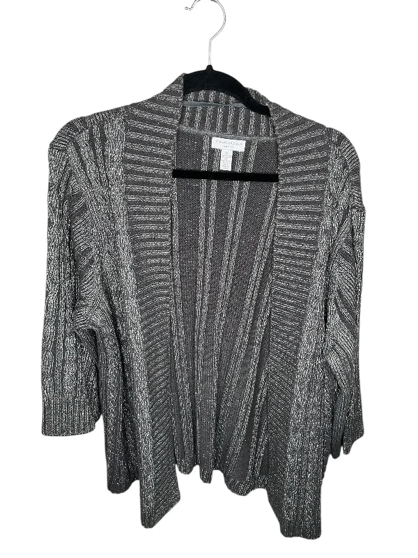 Women's Loose Fit SweatersCardigan By Charter Club In Grey, Size: 1x