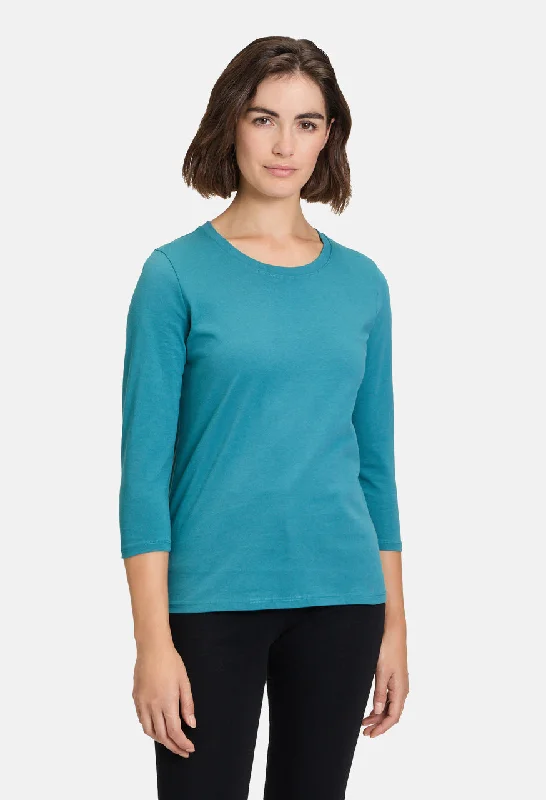 Women's Blouse with Low CollarBasic Top with Round Neckline