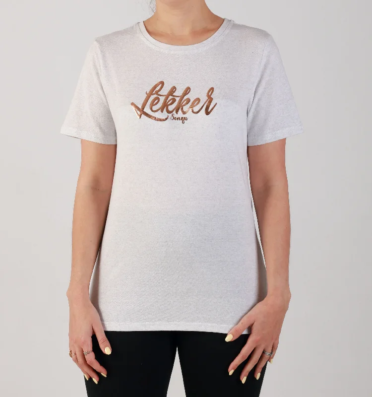 Women's Blouse with Short Sleeves"LEKKER" - TEE - ICE GREY