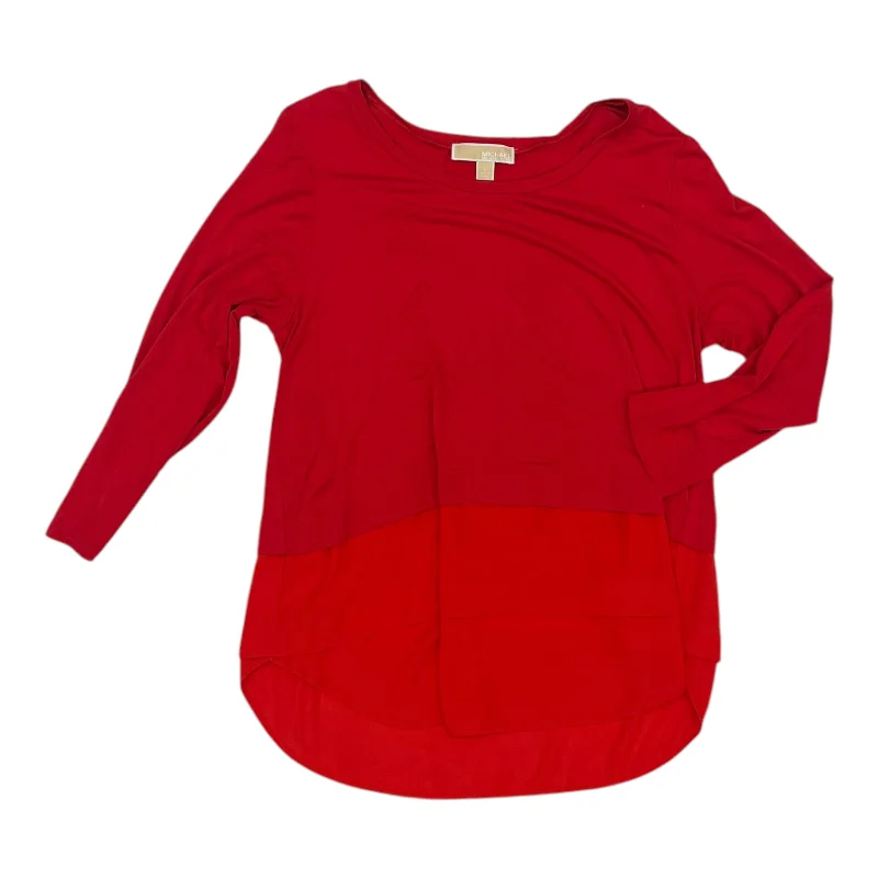 Women's Blouse with V-Shaped CollarBlouse Designer By Michael Kors In Red, Size:L