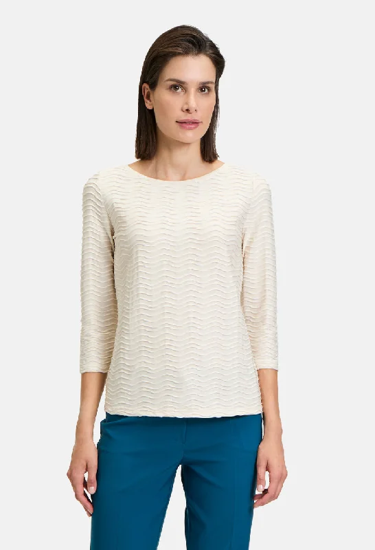 Women's Blouse with Notched CollarTextured Top