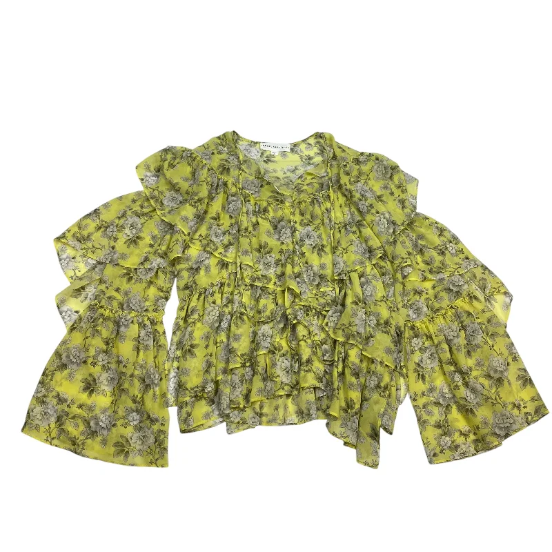 Women's Blouse with CollarBlouse Long Sleeve By Robert Rodriguez In Yellow, Size: S