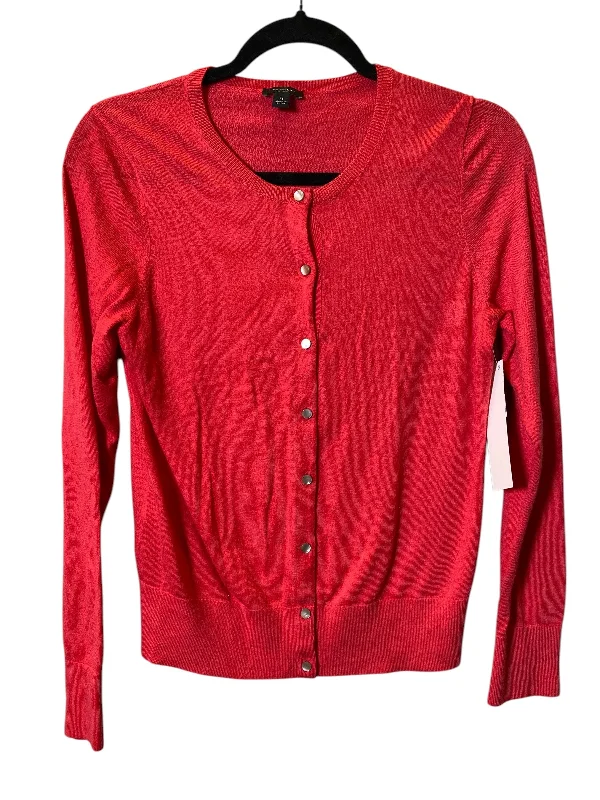 Women's Boat Collar SweatersSweater Cardigan By Ann Taylor In Red, Size: M