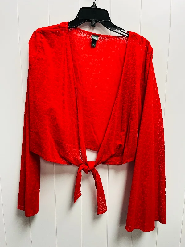 Women's Boat Collar SweatersCardigan By Wild Fable In Red, Size: Xxl