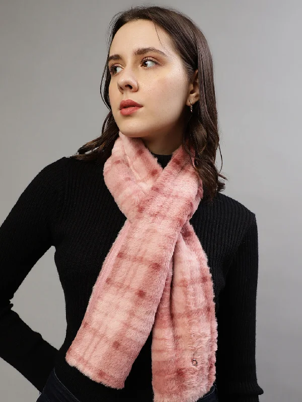 Women's Blouse with Keyhole CollarIconic Women Pink Checked Muffler