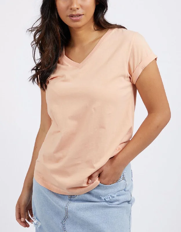 Women's Blouse with Notched CollarManly Vee Tee - Melon