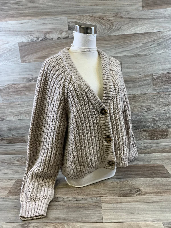 Women's Button-Up CardigansSweater Cardigan By H&m In Taupe, Size: M