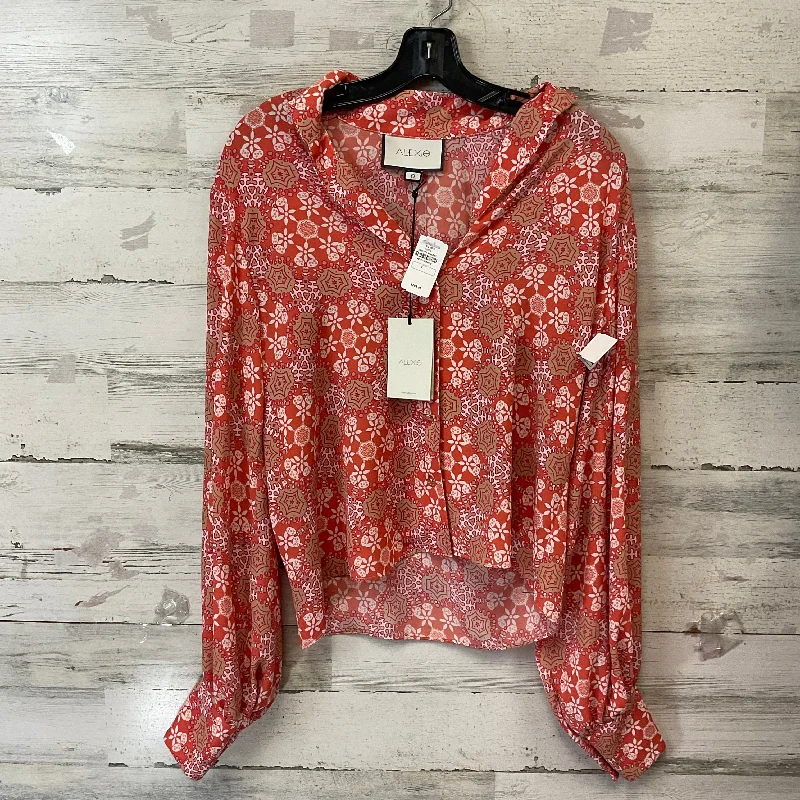 Women's Blouse with V-Shaped CollarBlouse Long Sleeve By ALEXIS In Orange, Size: S