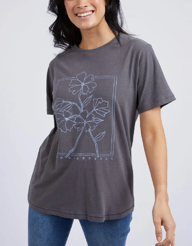 Women's Blouse with Rounded CollarMystic Tee - Charcoal