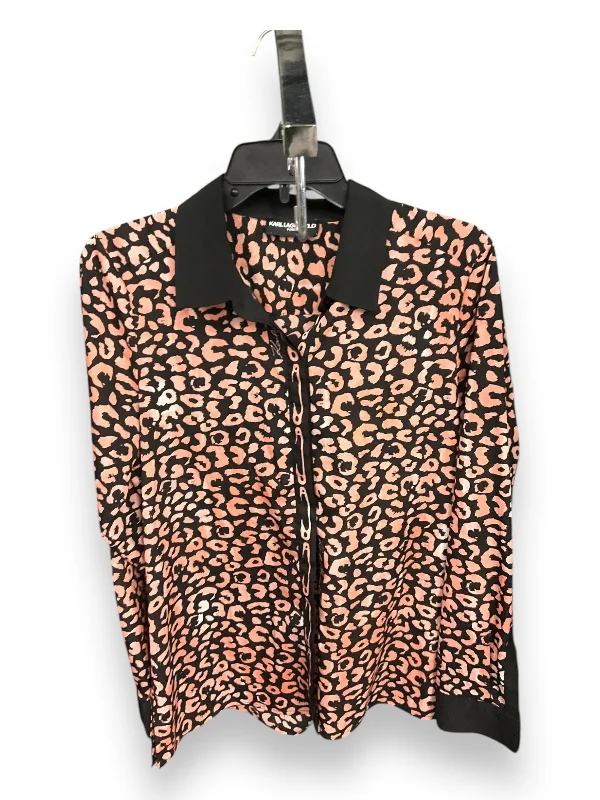 Women's Blouse with Peter Pan CollarBlouse Long Sleeve By Karl Lagerfeld In Animal Print, Size: S