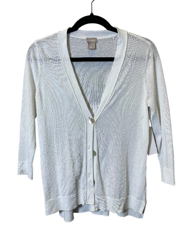 Women's Wide Collar SweatersSweater Cardigan By Chicos In White, Size: Xs