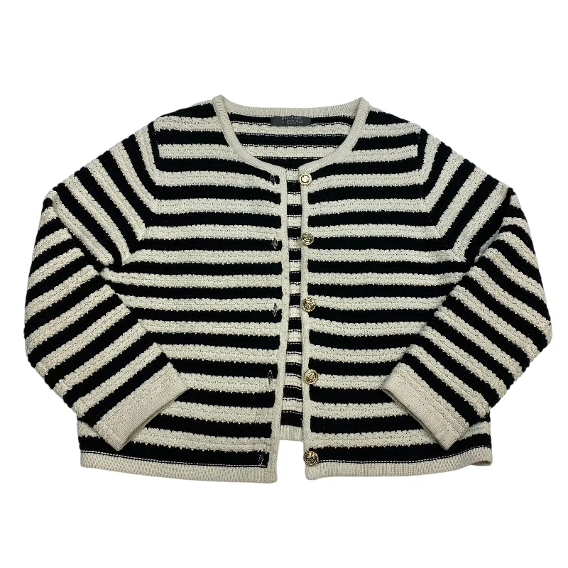 Women's Collarless Neck SweatersSweater Cardigan By Primark In Black & Cream, Size: L