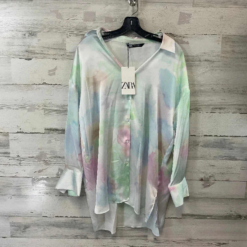 Women's Long-Sleeve BlouseBlouse Long Sleeve By Zara In Green & Pink, Size: S