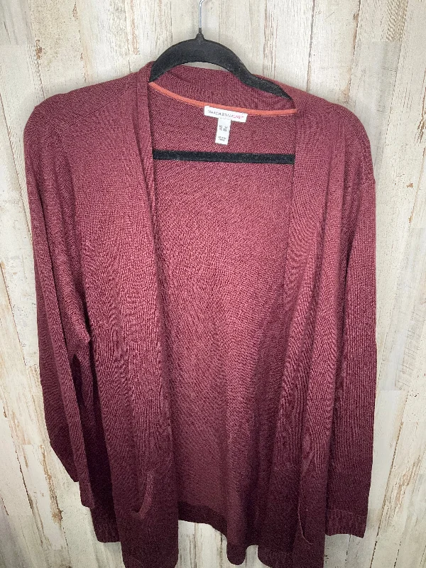 Women's Narrow Collar SweatersSweater Cardigan By Isaac Mizrahi In Maroon, Size: 3x