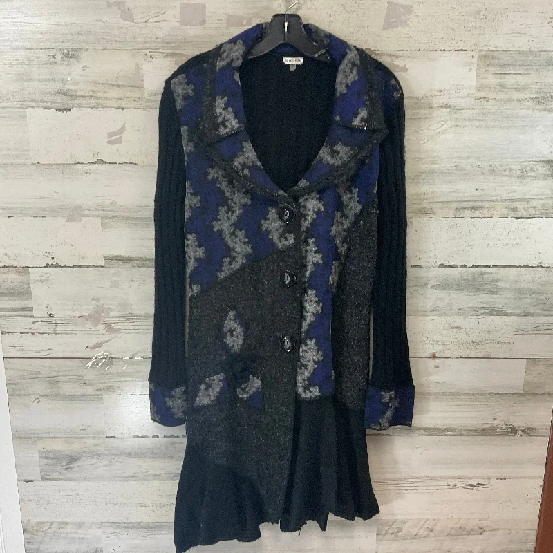 Women's Bell Sleeve SweatersSweater Cardigan By Sioni In Black & Blue, Size: Xl