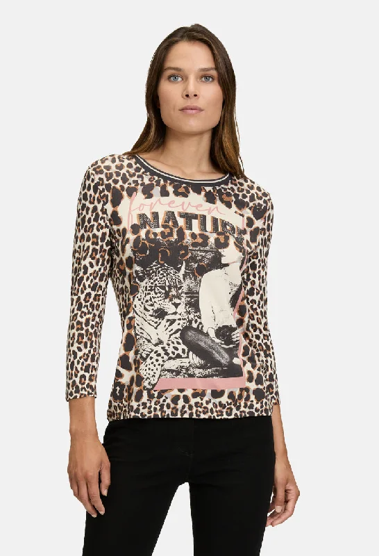 Women's Cotton BlouseGraphic Leopard Print Top