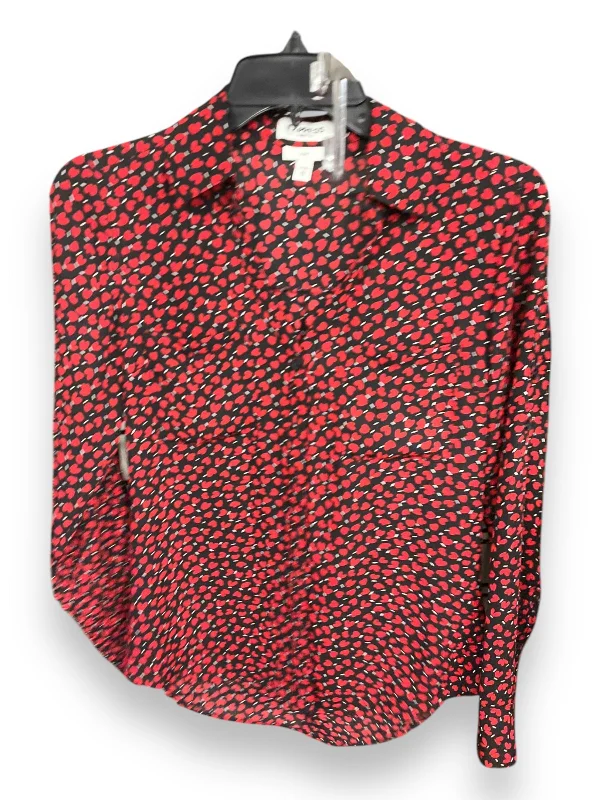 Women's Blouse with Boat NeckBlouse Long Sleeve By Express In Black & Red, Size: Xs