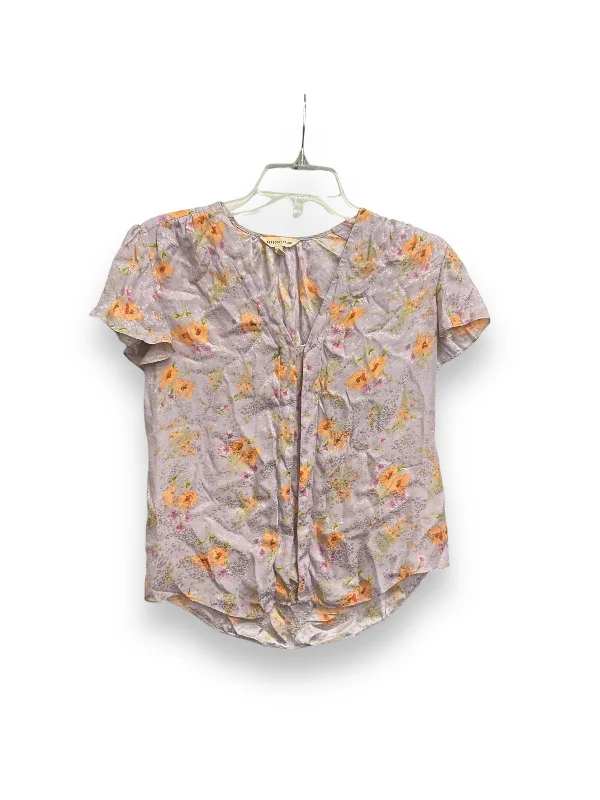 Women's Blouse with Shawl CollarBlouse Short Sleeve By Rebecca Taylor In Floral Print, Size: Xs