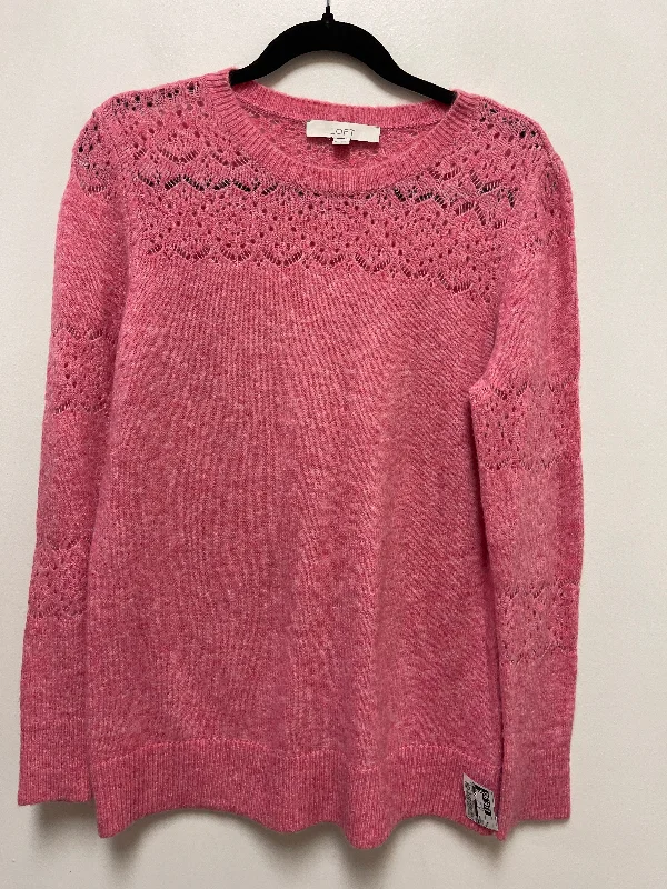 Women's V-Neck Woolen SweatersSweater By Loft In Pink, Size: M