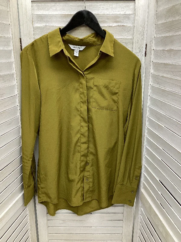 Women's Blouse with Peter Pan CollarBlouse Long Sleeve By Nine West In Green, Size: S