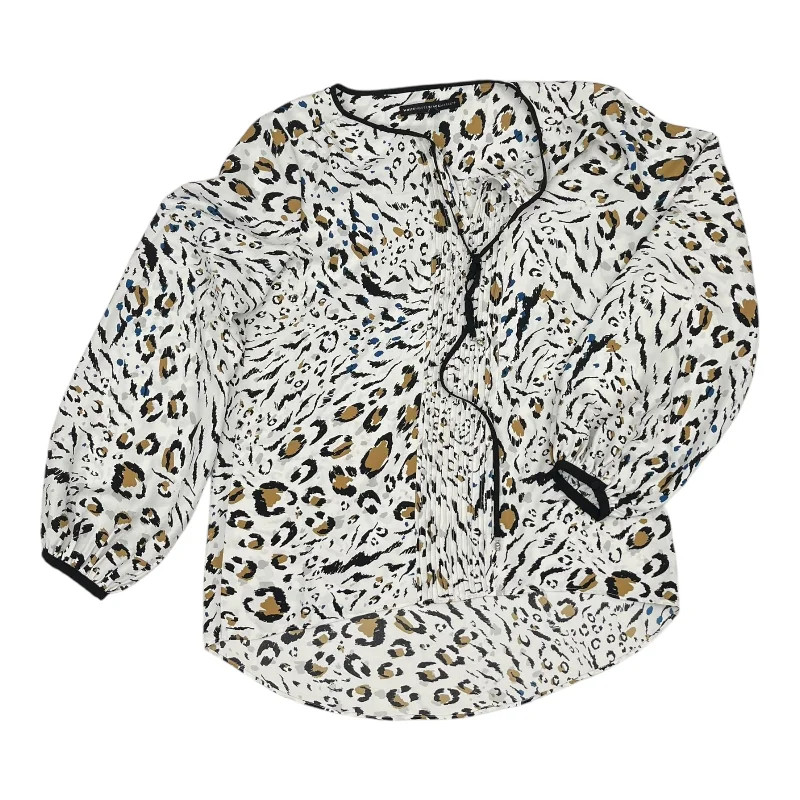 Women's Blouse with Rounded CollarBlouse Ls By White House Black Market In Animal Print, Size:S