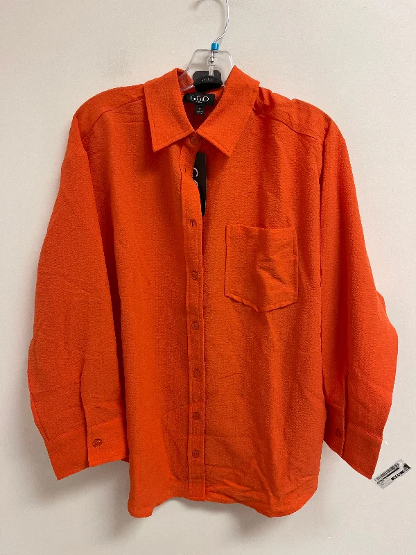 Women's Blouse with CollarBlouse Long Sleeve By Gigio In Orange, Size: S