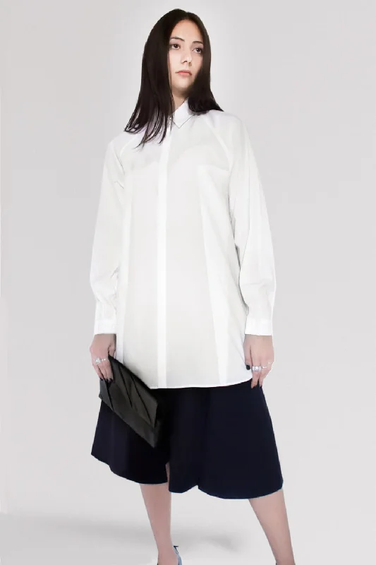 Women's Blouse for EveningOrigami Unisex Bellini Cotton Shirt / White