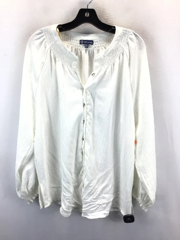 Women's Blouse for WeddingBlouse Long Sleeve By Democracy In White, Size: 1x