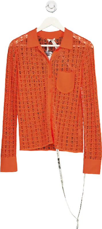 Women's Latvian Wool SweatersMistress Rocks Orange Lily Pollen Crochet Shirt UK S