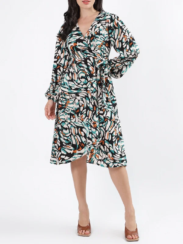 Women's Blouse with BeadsCentre Stage Women Printed V Neck Full Sleeves Dress