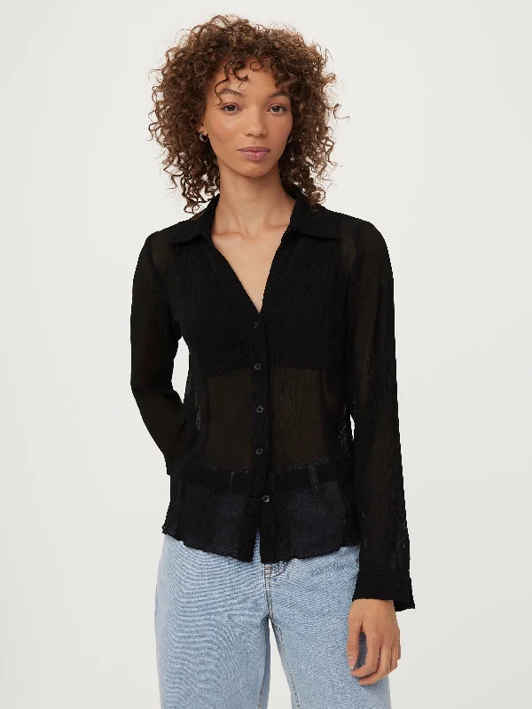 Women's Blouse for PartyThe Textured Sheer Blouse in Black