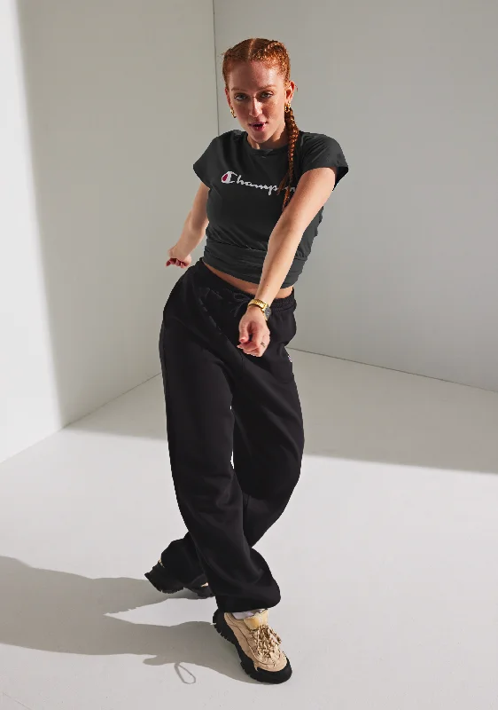 Women's Blouse with High CollarChampion Womens Script Crop Boxy Tee Black <BR> CUWGN BLK