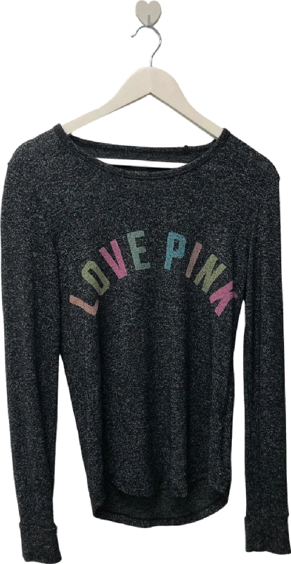 Women's Low Collar Sweatersvictoria's secret Black Love Pink Shirt Women's Long Sleeve UK XS