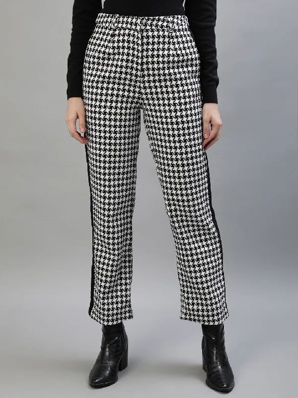 Women's Blouse with Straight HemIconic Women Multi Checked Regular Fit Trouser