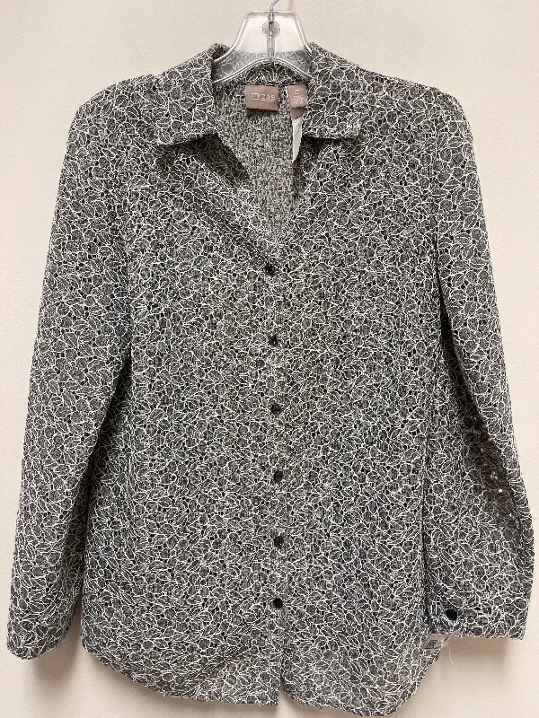 Women's Blouse with ShirringBlouse Long Sleeve By Chicos In Grey, Size: S