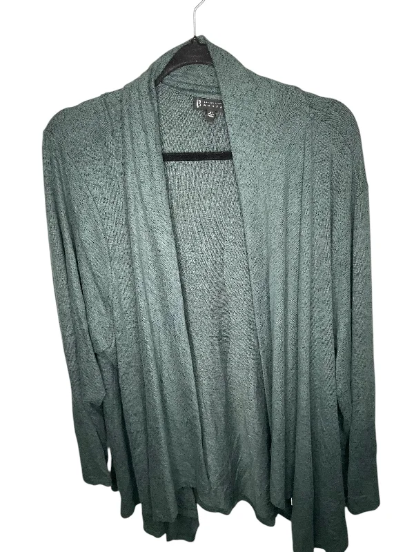 Women's Lapel Collar SweatersSweater Cardigan By Bobeau In Green, Size: 3x