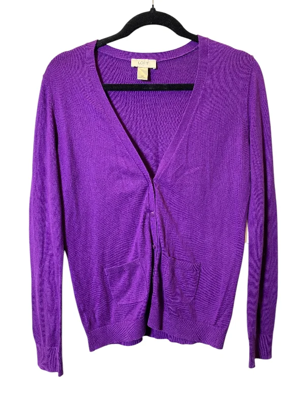 Women's Mandarin Collar SweatersSweater Cardigan By Loft In Purple, Size: M