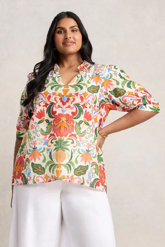 Women's Blouse with Wide CollarRuffle Collar Blouse