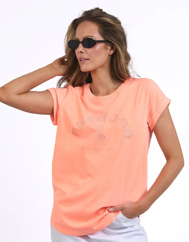 Women's Blouse with Wide CollarEffortless Tee - Neon Peach