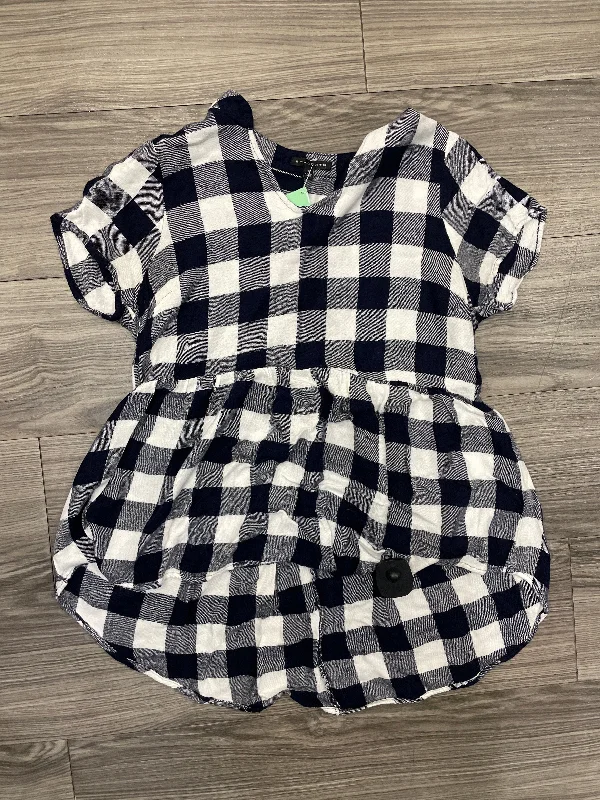 Women's Blouse with Rounded CollarBlouse Short Sleeve By Staccato In Checkered Pattern, Size: S