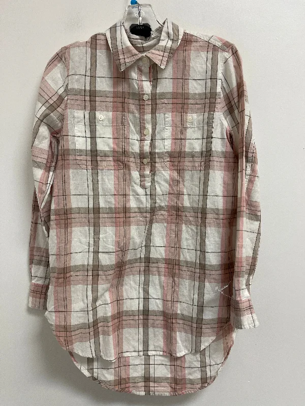 Women's Blouse with Long LengthBlouse Long Sleeve By Caslon In Plaid Pattern, Size: Xs