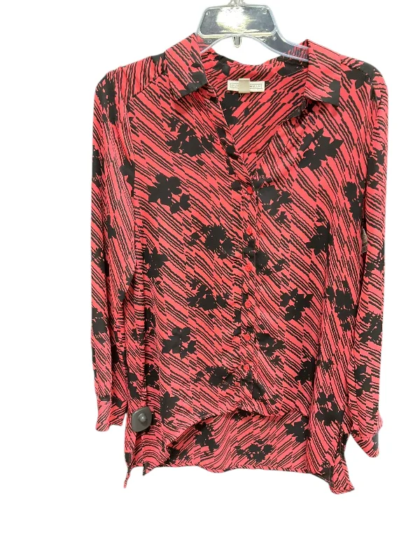 Women's Blouse with FlouncesBlouse Long Sleeve By Dana Buchman In Black & Red, Size: M