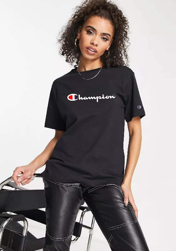 Women's Blouse with Square CollarChampion Womens Script Short Sleeve Tee Black <BR> CVRGN BLK