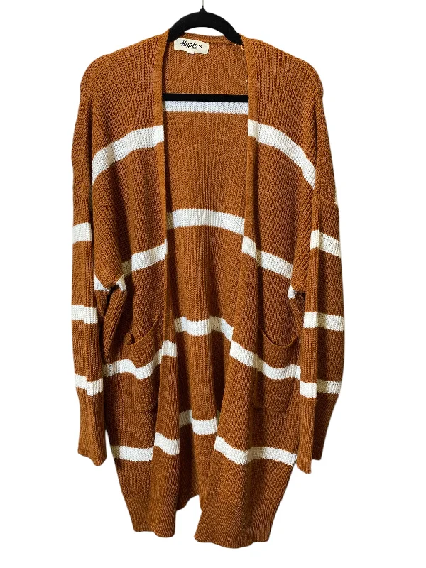 Women's Solid Color SweatersCardigan By Haptics In Brown & Cream, Size: 2x