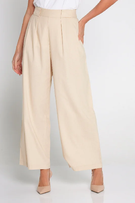 Women's Jodhpurs with Straight LegMayfair Linen Trousers - Cream