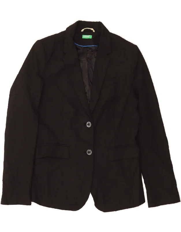 Women's Long CoatsBENETTON Womens 2 Button Blazer Jacket UK 10 Small Black Polyester