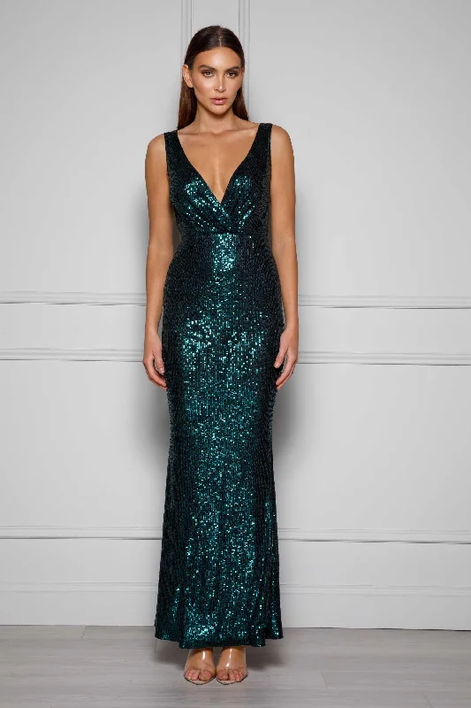 Women's High Collar DressesPrinnie Gown - Emerald